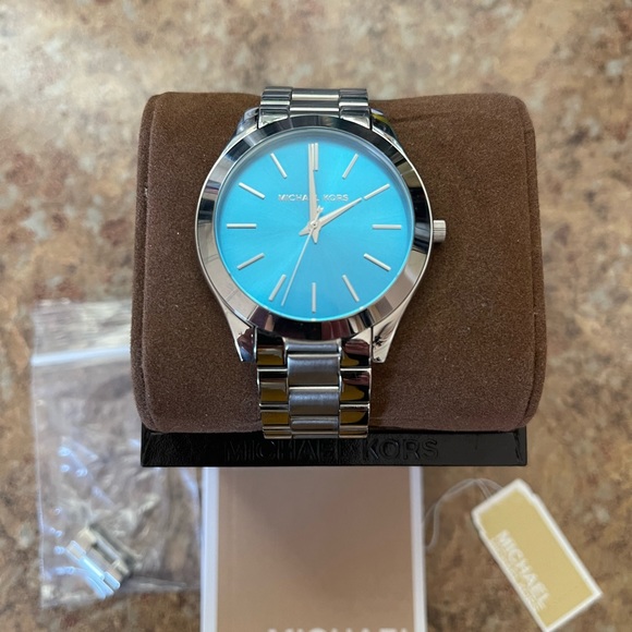MICHAEL KORS Slim Runway Silver Turquoise Stainless Watch - Picture 2 of 5